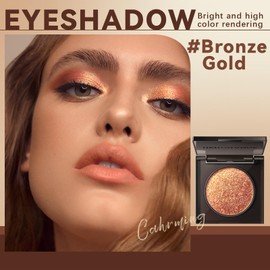 HOSAILY Duochrome Bronze Gold Glitter Eyeshadow, Color Shifting Shimmer Single Metallic Eyeshadow Brightener Palette, Holographic Sparkle Inner Corner Eye Highlighter Iridescent Eye Shadow Makeup#04