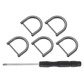 sourcing map 5 Pcs Shackle Screw D Rings U Shape D-Rings Replacement for Purse Keychain Strap Buckle, 1.1x1.26inch, Black