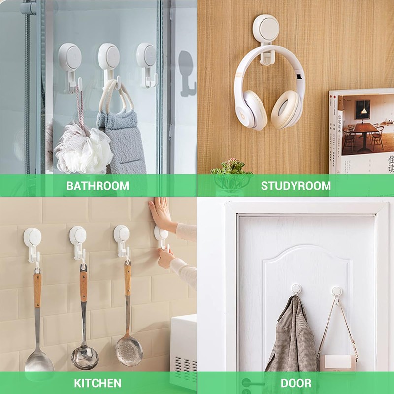 ilikable Bathroom Suction Hook 4 Packs, Detachable and Reusable Door