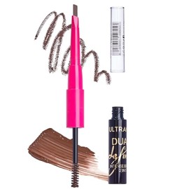 Lápiz y gel para cejas 2 en 1, Lápiz Retráctil para Cejas, Rellena, Define y Peina, Textura Cremosa Fácil Deslizamiento, Alta pigmentación, impermeable, Más de 12 horas de duración (Drak Brown)