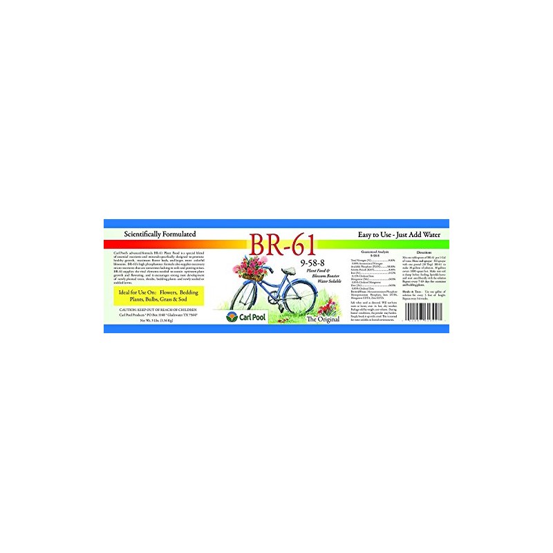 Carl Pool BR-61 Plant Food 9-58-8 3 Lbs