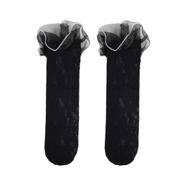 Benefeet Sox Fishnet Knee High Socks Women Girls Blace Lace Ruffle Knee High Tube Socks Goth Lolita Socks Mesh Frilly Long Socks Hollow out Knee High Stockings Nylon Fishnets Tights Tall Slouch Socks