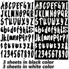 6 Sheets Self-Adhesive Vinyl Letters Numbers Kit, Alphabet letter Stickers Mailbox Numbers Sticker Decals for Sign, Notebook, Door, Containers, Business, Address Number, Jar Labels (White, Black)