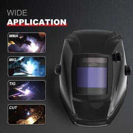 none Large View True Color Solar Power Auto Darkening Welding Helmet with 2 Side View