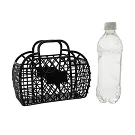 Fun Express 7 3/4" x 3 3/4" x 6 1/2" Small Black Plastic Jelly Tote Bags – 6 Pieces