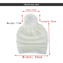 HSAJS Women's Beanie Hat Warm Winter Knitted Hat with Bobble Slouch Knitted Beanie Breathable and Lightweight for Winter Bobble Hat, black