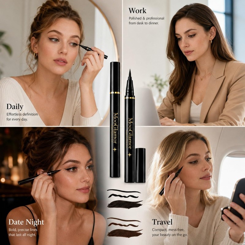 6 Black+ 6 Brown Liquid Eyeliner Pencil Sets for Women