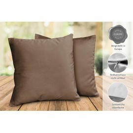 BEAUTEX Lea Velvet Cushion Covers, Set of 2, Premium Cushion Covers, Sofa and Decorative Cushions, Choice of Size and Colour (Brown, 50 x 50 cm)