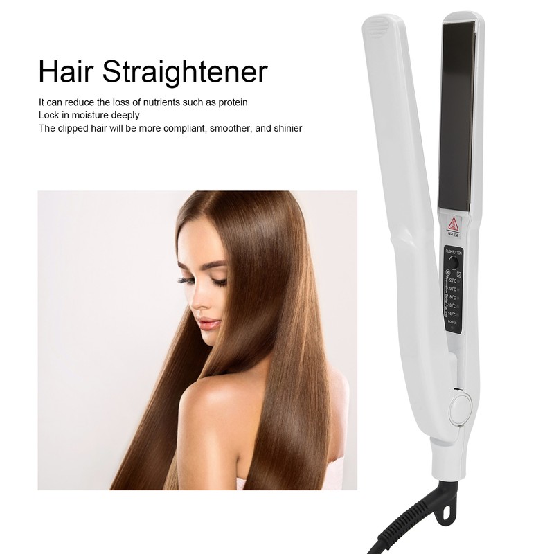 Professional Electric Hair Straightening Curling Iron DualUse Hair Straightener (White