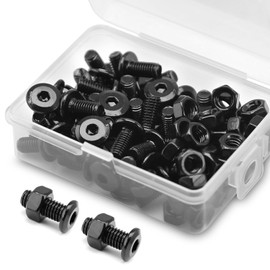 (40 Sets) M5 x 10 mm Flat Head Allen Screws and Nuts Set, 304 Stainless Steel Black Oxide, Hex Screws for Furniture, Furniture Screws