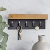 AE GÜNTHER® Wooden Key Holder, Key Holder, Black Steel, Oak
