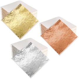 300 Sheets Imitation Gold Foil Sheets Gold Silver Rose-gold Leaf Sheets Metal Silver Leaf Papers Craft Sheets for Arts Painting Project Gilding Crafts Picture Frames Furniture Decor,8x8.5cm (3 Colors)