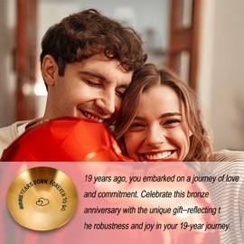 19th Bronze Anniversary Wedding Gifts for Him Her Bronze Gifts for 19 Anniversary Men Women 19th Anniversary Bronze Gifts 4'' Ring Holder Dish 19th Anniversary Wedding for Women Men