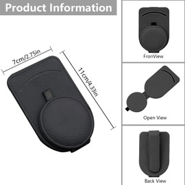 ZEACCT Magnetic Leather Sunglass Holder, Car Visor Sunglass Holder Car Eyeglass Hanger Clip, Car Sunglasses Holder Universal Ticket Card Clip Accessories for Men & Women, Black