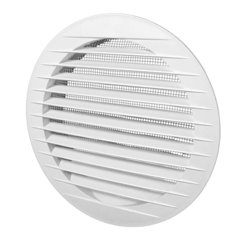 White Circular Ventilation Grille with Flyscreen - Round Air Vent