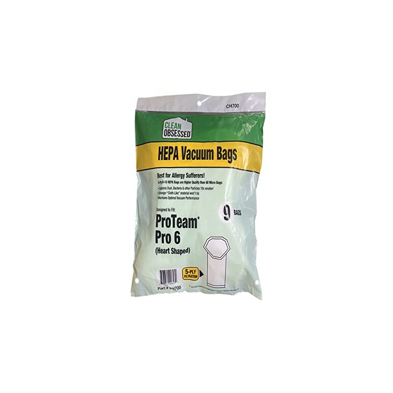 Clean Obsessed H-10 HEPA Bags Fits ProTeam Super Coach Pro