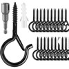 Pack of 48 Screw Hooks, Black, Small Screw Hooks, Stainless