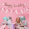 2 Pcs Axolotl Happy Birthday Banner Pink Cartoon Axolotl Aquatic