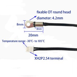 NTC 10K B:3950 1% Thermistor Temperature Sensor Probe Wire for Aquarium, Water Heater, Pack of 1