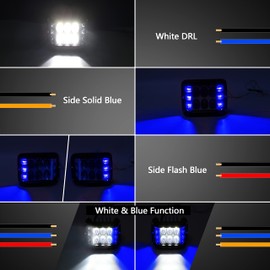 HOYUZA - Luces led para cápsulas laterales de 10 cm, estroboscópicas, de doble cara, color azul, para granja, tractor, arado, camión, barco, ATV, UTV, SUV, todoterreno, 4 x 4