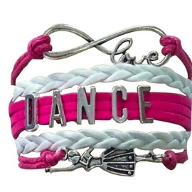 Dance Gift, Girls Pink Infinity Charm Bracelet, Dance Jewelry For Dancers, Dance Recitals, Ballet, Ballerina