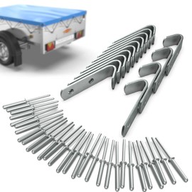 Tarpofix® Tarpaulin Hooks, Net Hooks with Rivets for Trailer Tarpaulin (Pack of 20) - Durable Guy Hooks Made of Galvanised Steel - Robust Mounting Hooks for Car Trailers Side Wall I Net and Tarpaulin