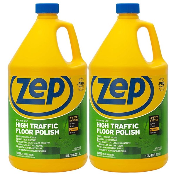 Zep High Traffic Floor Polish - 1 Gal (Case of 2) - ZUHTFF128 - Highly Durable, Commercial Grade Protection