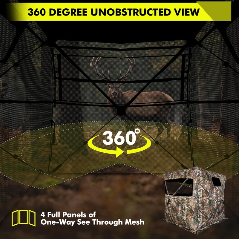 Greenecocs Hunting Blind 360 Degree 2/3 Person Pop Up Ground