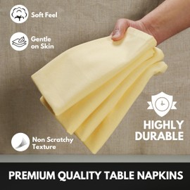 Softopia Cotton Napkins 100% Cotton Set of 4 Decorative Cloth Napkin Washable Dinner Napkins for Holiday, Dinner, Wedding, Baby Shower & Dining - Pale Yellow (17"x17")