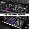 WORKPRO Magnetic Socket Organizer Set, 3-Piece Aluminum Alloy Socket Rail,