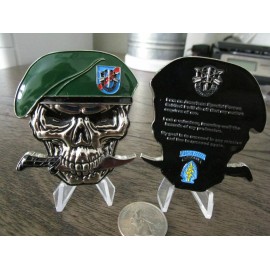 US Army Special Forces Group Creed Green Berets 20th SFG Skull Challenge Coin