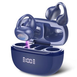 Open Ear Earbuds,Wireless Earbuds Bluetooth 5.4 Ergonomic Clip-On Ear buds, Bone Conduction Over The Ear Headphones 48H Playtime, Perfect Running Headphones for Sports IPX7 Waterproof Touch Controls