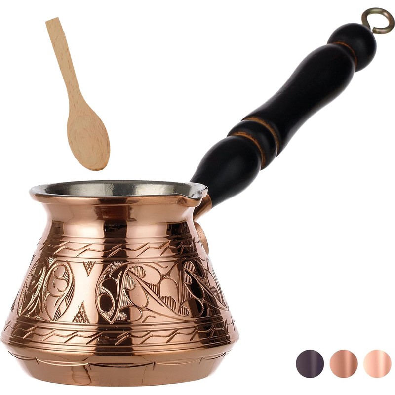 DEMMEX Thickest Copper Turkish Greek Arabic Coffee Pot, Stovetop Coffee