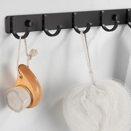 Coat Rack Wall Mount,Coat Rack,Hat Rack,Wall Hooks,Coat Hooks,Coat Rack Wall Mounted, 2pcs 5 Hooks Space Aluminum Hanging Coat Rack Hook Hanger for Backpack Keys