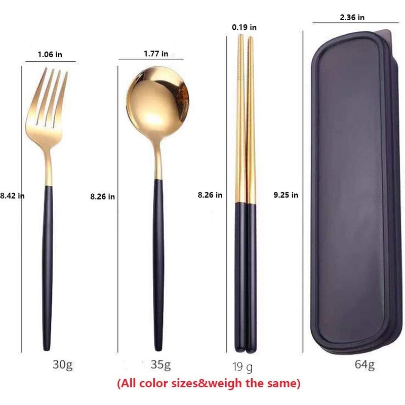 HonHeam 4 Piece Portable Stainless Steel Tableware Set Dishwasher Safe