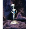 UFO Alien Holding Faceted Crystal Ball Pewter Statue