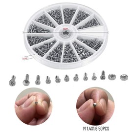 600pcs Screws and Nuts, Stainless Steel Nut and Bolt Assortment Kit M1 M1.2 M1.4 M1.6 for Watches Glassess
