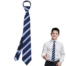 Luckyvestir Boys Tie Pre Tied Kids Tie, Adjustable Zipper Tie for Boy Striped School Tie for Graduation Wedding Casual (blue stripe)