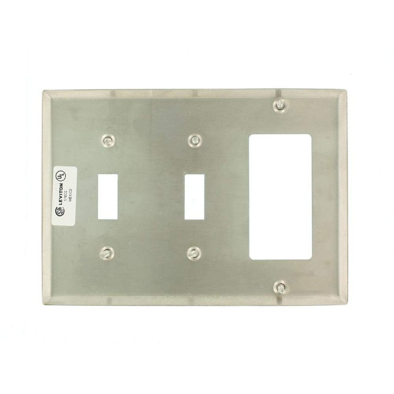 Leviton 3-Gang Decora/GFCI Combination Wallplate, Standard Size, Non-Magnetic Stainless Steel,
