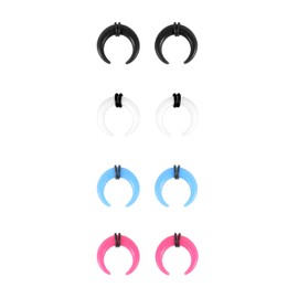ZS 4 Pairs Acrylic Septum Taper Pincher Ring, 14G 12G 10G 8G 6G 4G 2G 0G 00G Buffalo Horseshoe Nose Ring Stretcher Expander for Stretching Pierced Nose Ear (8G)