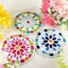 Forkart CNJYK5 Cute Handmade Glass Moissanite Coaster, Flower, Pink