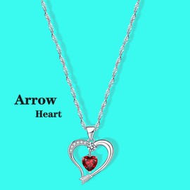 Emma Manor EM Love Heart Necklace 14k White Gold Plated Forever Love Heart Pendant Necklace Cubic Zirconia Jewellery for Women Girl (White Gold-01-Jan)