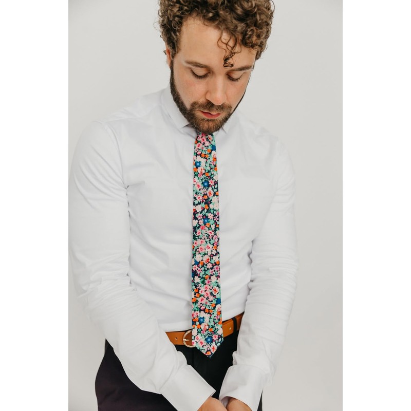 DAZI - Corbata de algodón con estampado floral para hombre,