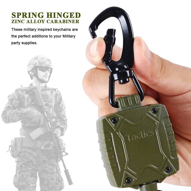 Heavy Duty Carabiner Retractable Keychain, Retractable ID Badge Reel with