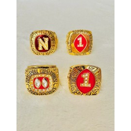 EBSportsRings.com 4 PCS Nebraska Cornhuskers 18k GP Championship Ring Set W Box, US SHIP