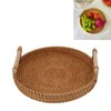Rattan Fruit Tray with Solid Wood Handles Exquisite Hand Woven