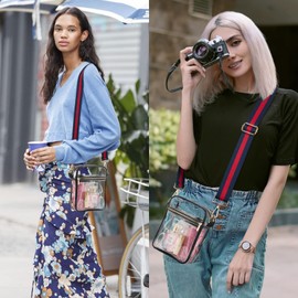 WEIMZC Clear Crossbody Bag Stadium Approved,Adjustable Shoulder Strap Clear Crossbody Purse for Concerts, Festivals, Sports Events (Color72)