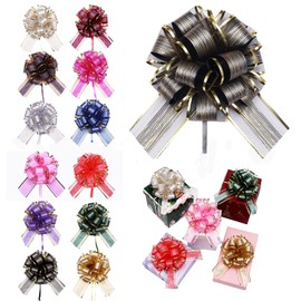 Chexin Large Gift Bow, Pack of 10 Colourful Gift Bow with Metallic Gift Ribbons, Pull Bow Diameter 18 cm, Pull Bows, Decorative Bows for Crafts, Packaging, Wedding, Birthday, Christmas