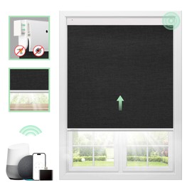 Motorized Blinds【No Drill Cordless Blackout】 Blinds Customized Size, Automatic Electric Blinds with Remote Control, Black 31" W x 72" H