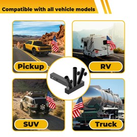 GOORIDA Hitch Flag Pole Holder for Truck, Fits Standard 2" Trailer Hitch, RV Flagpole Kit, Car Receiver Flag Pole Mount, Compatible with Jeep, RV, Camper, SUV, Pickup (Single Falgpole)